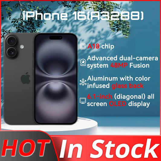 Brand New Apple iPhone 16 (A3288) 6.1" OLED Screen 20W IP68 128/256/512GB Dual SIM Dual Cameras iOS 18 3561mAh (Chinese Version)